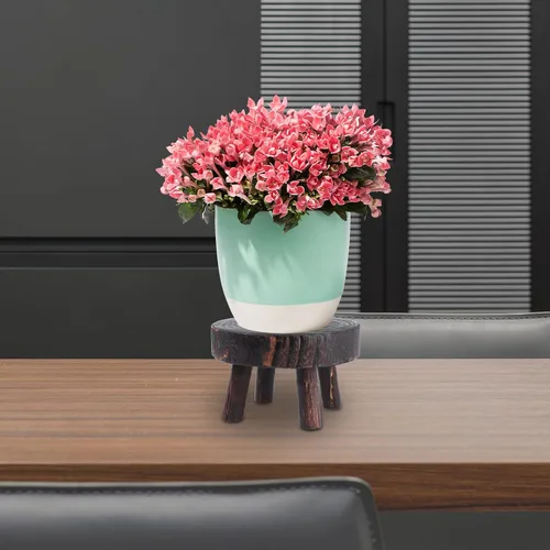 Vista 5 de VILLCASE Soporte de exhibición de taburete de madera, taburete de madera, soporte para plantas de patio, maceta, estante decorativo para taburete