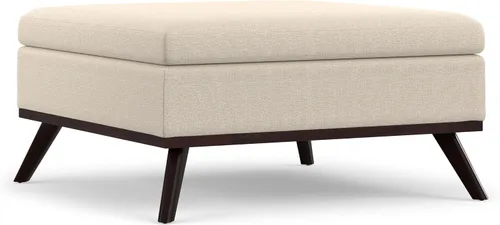 Vista 11 de SIMPLIHOME Owen - Otomana cuadrada con aspecto de lino de 36 pulgadas de Natural