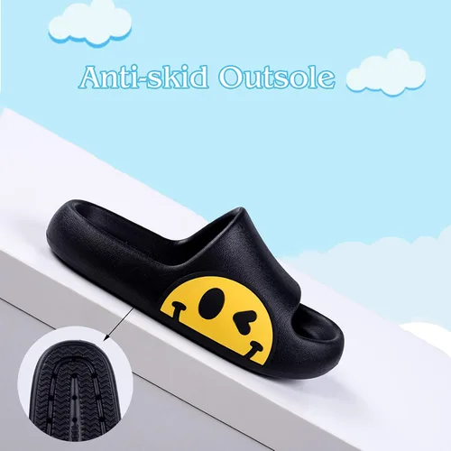 Vista 4 de Pantuflas para hombre, mujer, niñas y niños, de etilvinilacetato, antideslizantes, para interiores y exteriores, pantuflas con caras sonrientes
