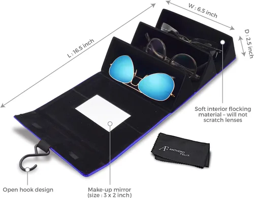 Vista 4 de Estuche de viaje para gafas de sol para 3 pares de gafas organizador colgante