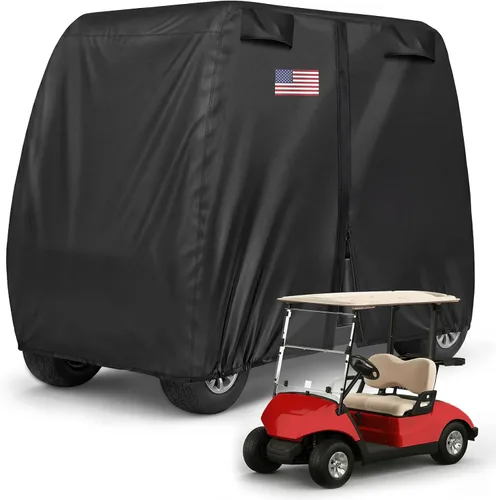 Vista 11 de Funda para Carrito de Golf para 2 Pasajeros Resistente, 420D Impermeable Fundas para Carrito de Golf Techo Extendido Compatible con Carritos de Golf
