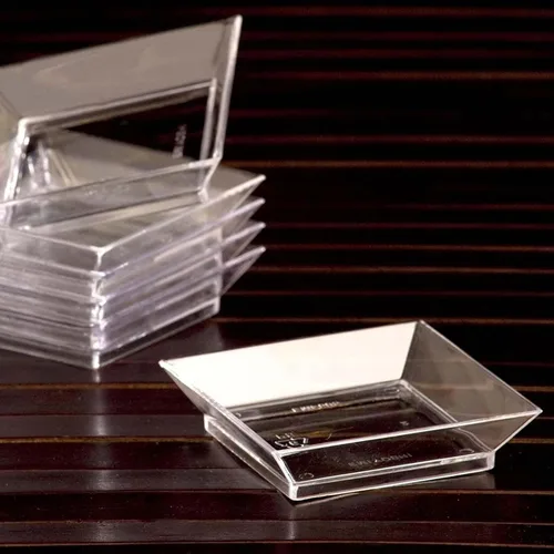 Vista 5 de Efavormart - Paquete de 60 platos cuadrados de plástico transparente de 4 pulgadas, platos de postre desechables
