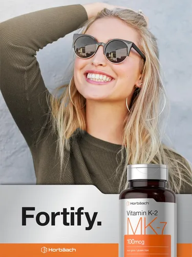 Vista 6 de Horbäach Vitamina K2 MK7 100mcg 250 cápsulas blandas Suplemento sin OMG, sin gluten