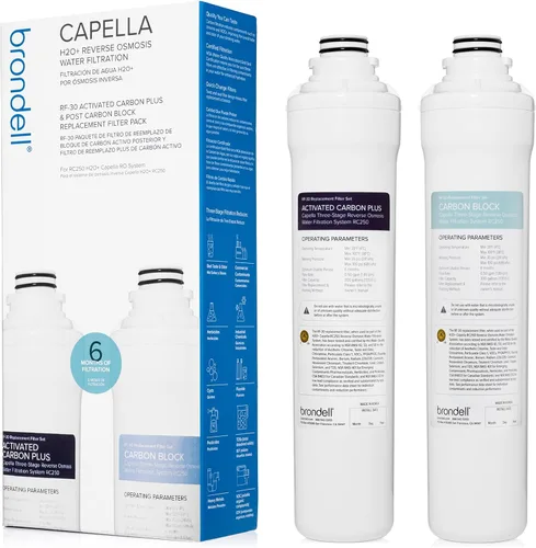 Vista 3 de Brondell Juego de filtros de repuesto de ósmosis inversa para sistema de filtración de agua Capella RO, carbón activado Plus y filtros de bloque