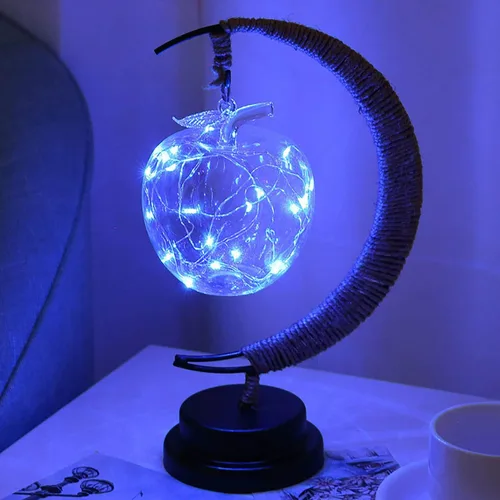Vista 4 de Lámpara LED decorativa de mesa, luz de luna mágica 3D, luz de noche de hierro forjado, decoración del hogar, regalo de cumpleaños, fuente