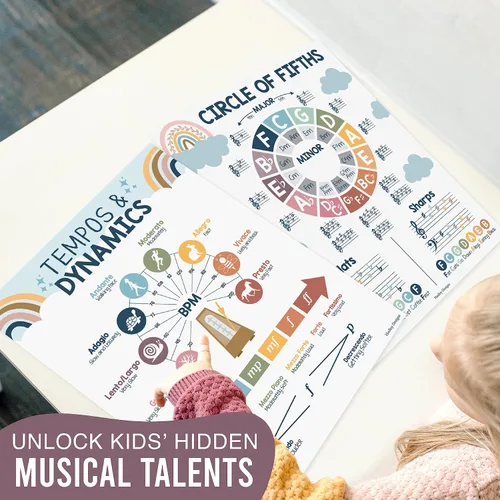 Vista 6 de Hadley Designs 9 pósteres de música para aulas – Decoración de aula de música bohemia, impresiones de coro y solfeo, decoraciones de tablón