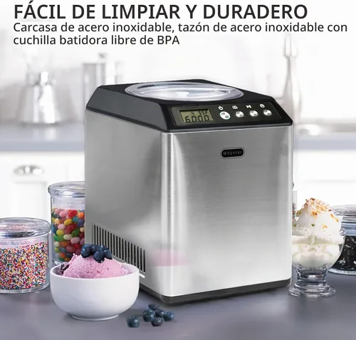 Vista 4 de Whynter ICM-201SB - Máquina de helado con compresor automático vertical de 2.1 cuartos de galón con cuenco de acero inoxidable en negro y libro