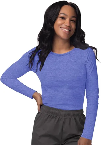 Vista 23 de Sivvan Women's Long-Sleeve Comfort Underscrub Tee, Scrubs Undershirts Gris Caliente Carbón