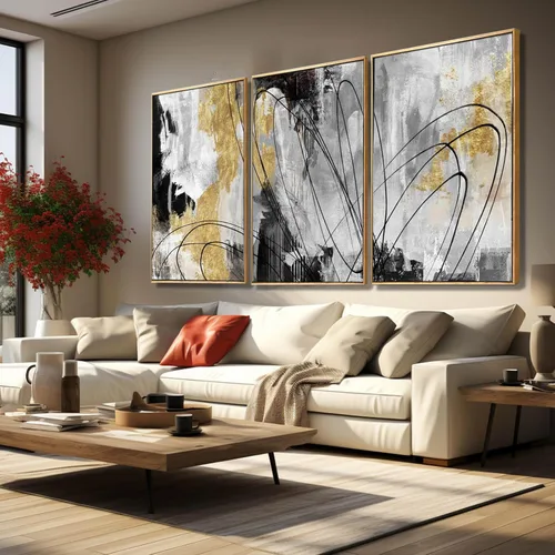Vista 13 de Decoración de pared para dormitorio, 3 paneles, estampado de bosque brumoso con salida del sol, arte de pared para sala de estar, baño, lienzo