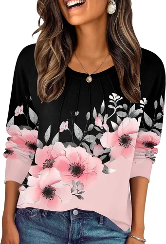 Vista 7 de Zeagoo Blusas de otoño para mujer, camisas de manga larga, blusas casuales de algodón, blusas plisadas elegantes 2025