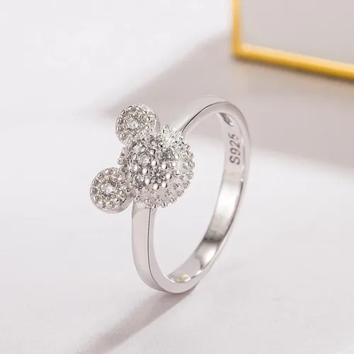 Vista 5 de H&Beautimer Anillos de plata de ley 925 para mujer, bonitos anillos de diseño de Mickey, joyería fina para mujeres y niñas, anillos de boda AAA CZ