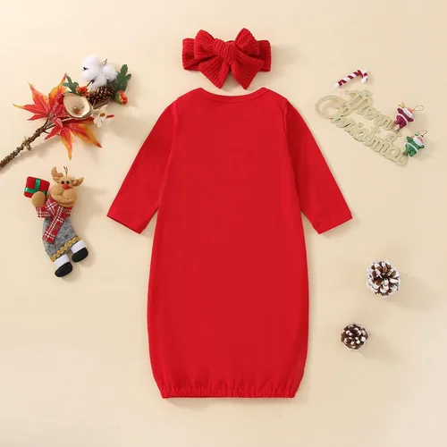 Vista 2 de Camisones florales para bebés recién nacidas niñas con diadema, ropa de dormir, mamelucos, sacos de dormir, conjuntos Navidad y carta