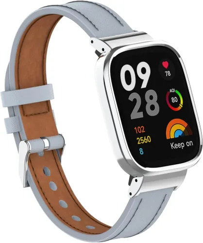 Vista 4 de HOPMC Protege tu reloj inteligente Redmi 3 con marco de metal protector y correa de cuero de microfibra que se adapta a tamaños de 5.15 a 9.05