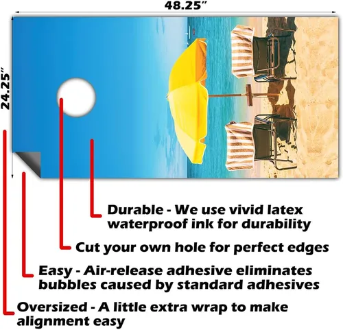 Vista 4 de Juego de 2 fundas de vinilo profesionales para tablas, juego de 2 fundas de vinilo para silla, verano, playa, casa, arena, paraguas, divertidas
