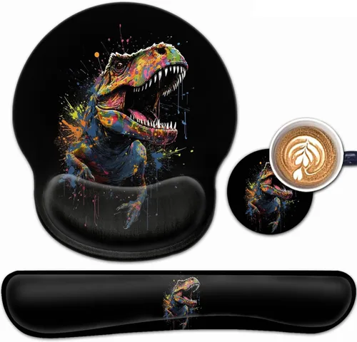 Vista 13 de Alfombrilla de mouse ergonómica para juegos con soporte de muñeca y teclado de espuma viscoelástica con base antideslizante para escritorio