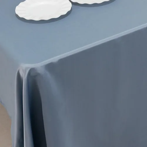 Vista 8 de Efavormart - Mantel rectangular de satén sin costuras, color azul polvoriento, 60 x 126 pulgadas Azul empolvado