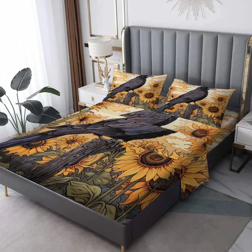 Vista 25 de Juego de sábanas abstractas tamaño individual, sábanas de microfibra suave, bolsillo profundo, sábanas y fundas de almohada estampadas sin arrugas