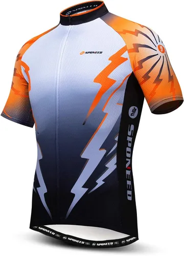 Vista 2 de sponeed - Jerséis de ciclismo para hombre, tops, camisas de ciclismo, manga corta, atuendo de ciclismo, chaqueta de ciclismo de cierre completo