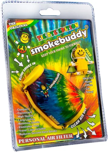Vista 4 de Smoke Buddy - Paquete de filtros de aire personales (2 unidades) smokebuddy Original Vegas Negro/Rojo + Smoke Buddy Tie Die Amarillo/Naranja