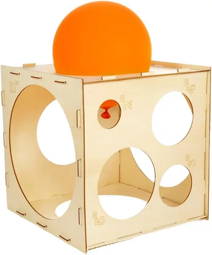 Vista 3 de Auihiay Cubo de madera plegable de 2 a 10 pulgadas (9 agujeros) Herramienta de medición de tamaño de globo para decoraciones de globos, arcos