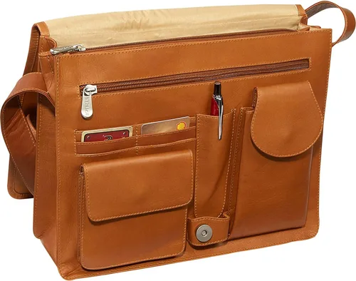 Vista 3 de Piel Leather Bolso grande con organizador, Saddle