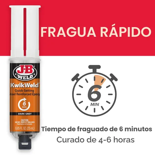 Vista 3 de J-B Weld 50176 KwikWeld jeringa epoxi reforzada con acero - Se seca en gris oscuro - 0.84 onzas líquidas, Negro