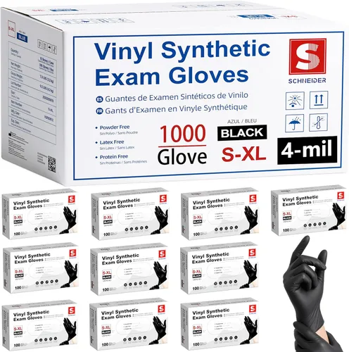 Vista 10 de Schneider Vinyl Synthetic Exam Gloves, 4 Mil, Latex Free Disposable Gloves for Medical, Cooking, Cleaning, and Food Prep