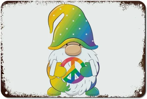 Vista 9 de Placa de pared con diseño de bandera de Estados Unidos, diseño retro vintage de arcoíris, letrero de metal LGBTQ, orgullo gay, regalo del mes