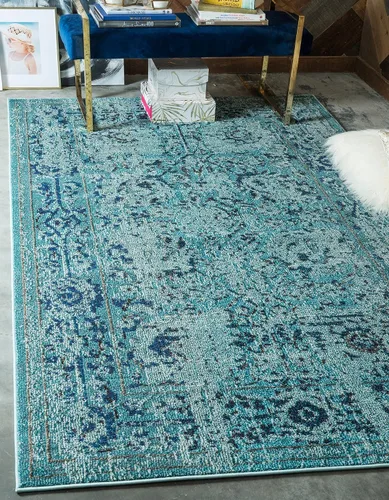 Vista 19 de Unique Loom Medici Collection - Alfombra tradicional vintage botánica azul (2' 2 x 3' 0)