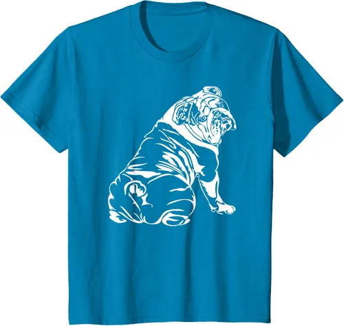 Vista 83 de Gracioso Bulldog Inglés playera perro Hund playera regalo, Azul (Heather blue)