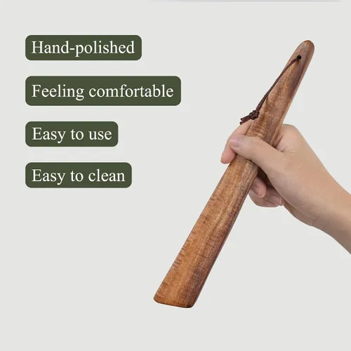 Vista 4 de Muso Wood Espátula de madera de acacia de 12 pulgadas para cocinar, aleta de madera pequeña, juego de espátulas antiadherentes, raspador de huevos