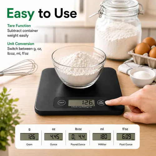 Vista 3 de URAMAZ Báscula de alimentos con calculadora nutricional, báscula digital de alimentos para báscula de cocina gramos y onzas, báscula inteligente