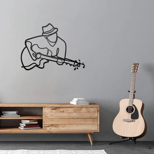 Vista 4 de Noxozoqm - Arte de pared de guitarra de metal negro para aula y decoración de sala de música, regalo ideal para amantes de la música, 15.7 x 12