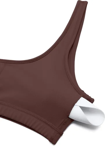 Vista 31 de CRZ YOGA Butterluxe - Mini brasier para mujer, cuello redondo, de bajo impacto, inalámbrico, deportivo, yoga, acolchado, para entrenamiento