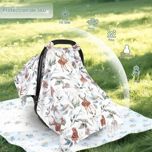 Vista 2 de TANOFAR Funda para Asiento de Coche para Bebé, Toldo para Asiento de Coche con Apertura Peekaboo para Bebés, Toldo Suave y Transpirable para Hoja