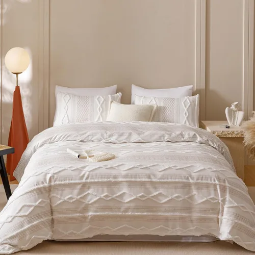 Vista 16 de CLOTHKNOW juego de edredón blanco de tamaño queen con volantes, ropa de cama de estilo granja, juegos de edredón shabby chic para todas las Volantes