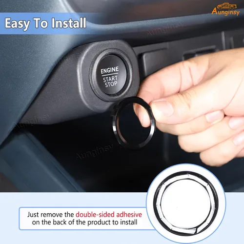 Vista 3 de Aunginsy Cubierta de anillo para decoración de arranque de motor de automóvil compatible con Ford Maverick 2022 2023 2024 de aluminio para botón