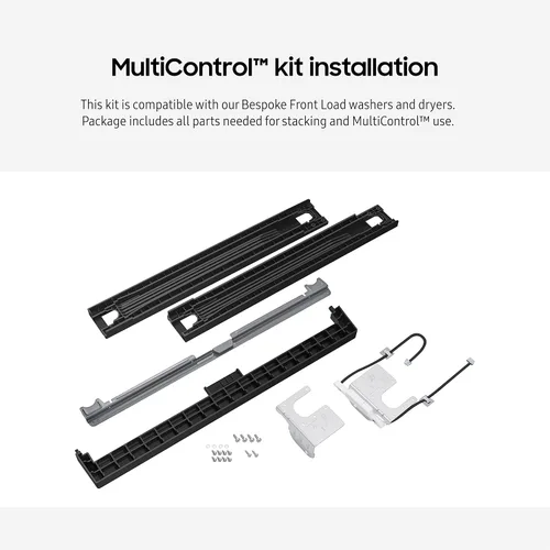 Vista 4 de Kit de apilamiento y control múltiple a medida para lavadora y secadora Samsung, incluye cubierta de espacio para llenar el espacio entre