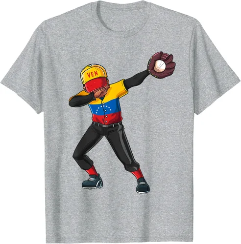 Vista 50 de Baseball Dabbing Venezuela Player Catcher Pitcher Hombres Niños Camiseta, Negro