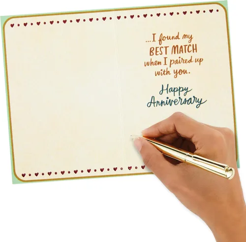 Vista 5 de Tarjeta de aniversario Hallmark para esposo, esposa, novio, novia (Vayan juntos) Foil Accented, Cream Card, Coordinating Envelope, High Quality