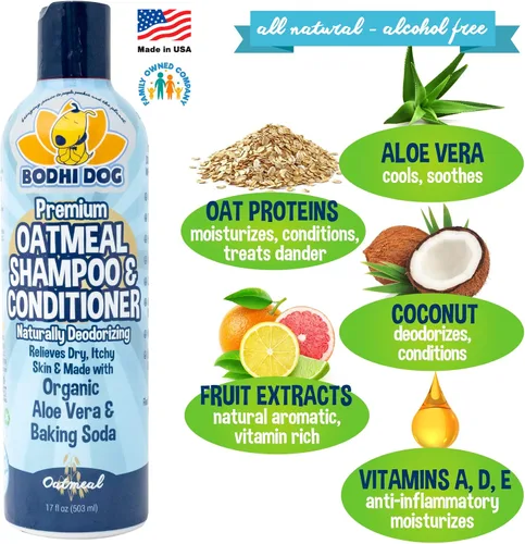 Vista 3 de Bodhi Dog Champú de avena de 17 onzas + paquete de agua dental de menta