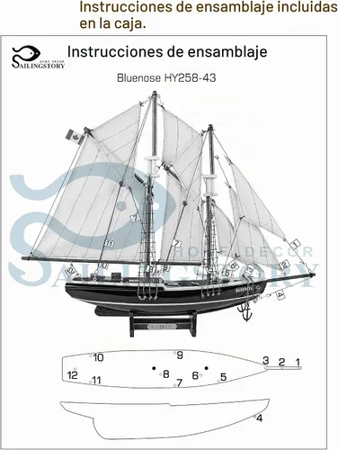 Vista 4 de SAILINGSTORY Velero de madera Modelo Barco Bluenose 1/110 Escala Réplica Pequeño