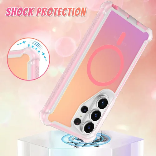 Vista 300 de Bonoma - Funda compatible con Samsung Galaxy S21 Plus, diseño de corazón con purpurina, color rosa Support for MagSafe, Plating Magnetic Case TPU