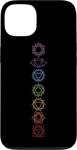 Vista 7 de Funda para iPhone 13 Pro Max, regalo espiritual Zen Rainbow Chakras alineados para amantes del yoga