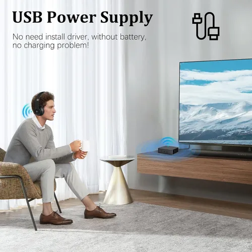 Vista 4 de Receptor óptico Bluetooth 5.0 transmisor para TV a auriculares con control de volumen, adaptador de audio inalámbrico de baja latencia compatible