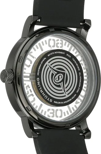 Vista 2 de Stuhrling Original Reloj para hombre 830.03 Symphony Quartz Tranparent Floating Dial Black Rubber Strap Watch, Negro -, Movimiento de cuarzo