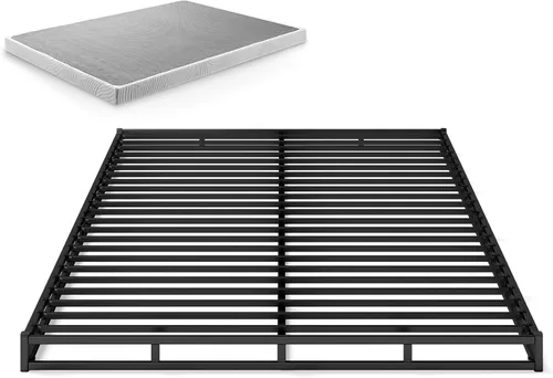 Vista 10 de Zinus Muelle de bloqueo rápido de 4 pulgadas de perfil bajo/Base de colchón/Estructura de acero resistente/Fácil armado, Acero, Blanco