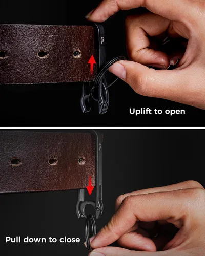 Vista 3 de FEGVE Titanium Key Belt Clip with 1.1″ Ti Key Ring, Rotary Anti-Slip Lock GR5 Titanium Alloy, Ultra-Light, Rustproof & Anti-Deform
