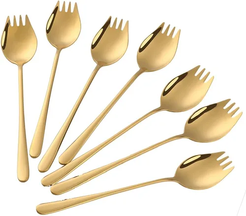 Vista 8 de Buyer Star Sporks - Juego de 6 tenedores de acero inoxidable 18/8 para uso diario en el hogar, 7.6 pulgadas, 1.6 onzas, cuchara para helado