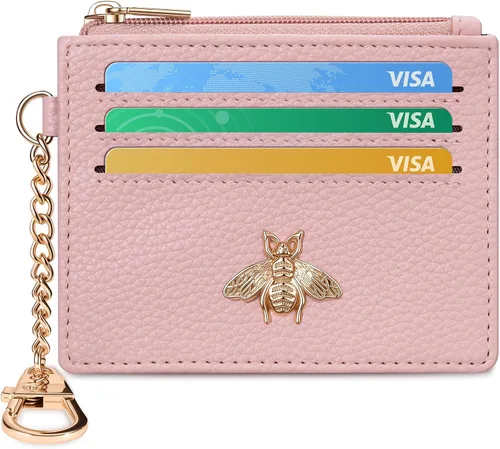Vista 12 de SEAVILIA - Cartera pequeña con llavero para mujer, con bloqueo RFID Negro